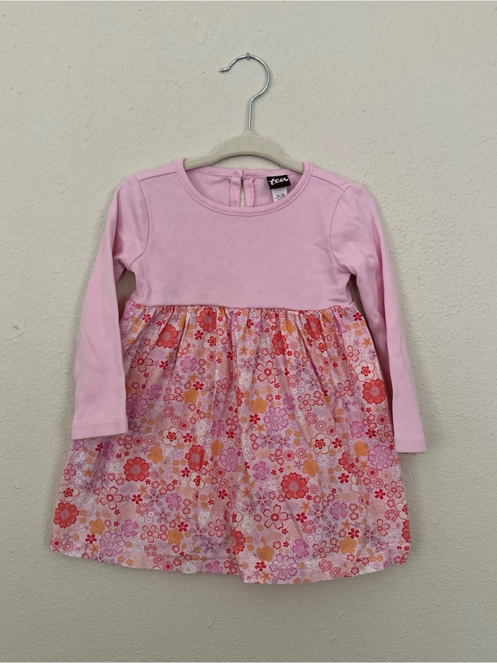 Tea Collection Pink Floral Long-Sleeve Layered Dress